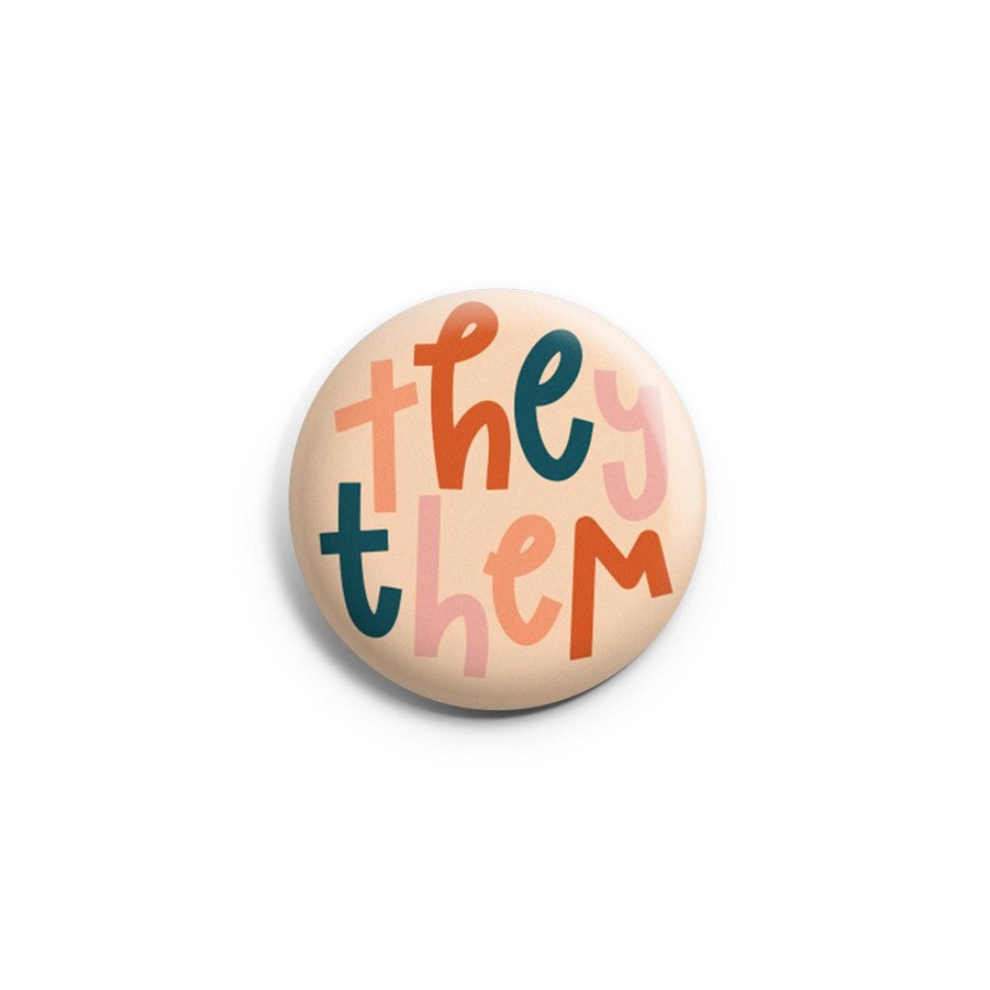 LARISSA LODEN Pronouns Mini Button By Twentysome Design Socks & Accessories