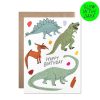 LARISSA LODEN Glow In The Dark Dinosaurs Birthday Card By Hartland Cards Cards & Stationery