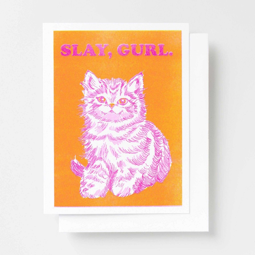 LARISSA LODEN Slay Gurl Kitten Celebration Card By Yellow Owl Workshop Cards & Stationery