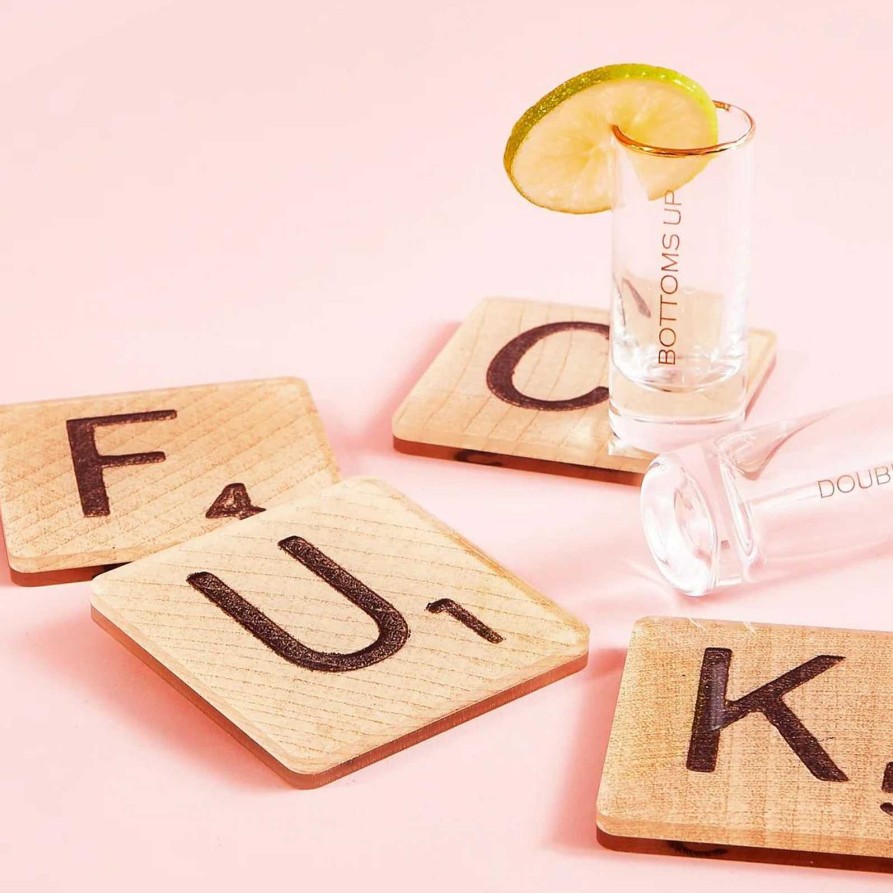 LARISSA LODEN F-U-C-K Scrabble Coaster Set Home & Kitchen