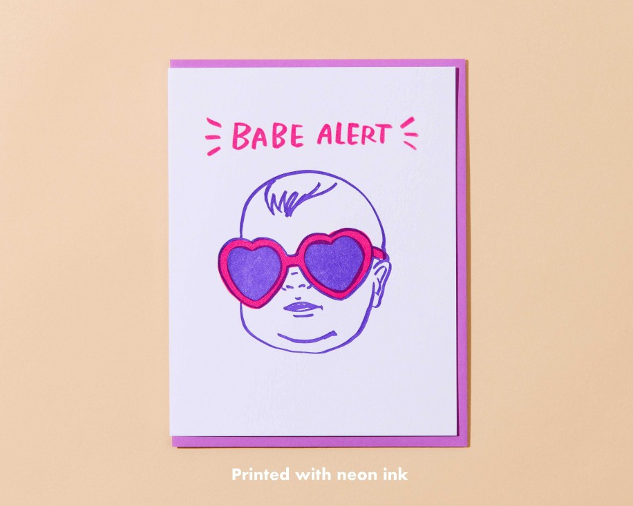 LARISSA LODEN Babe Alert Baby Card By And Here We Are Cards & Stationery