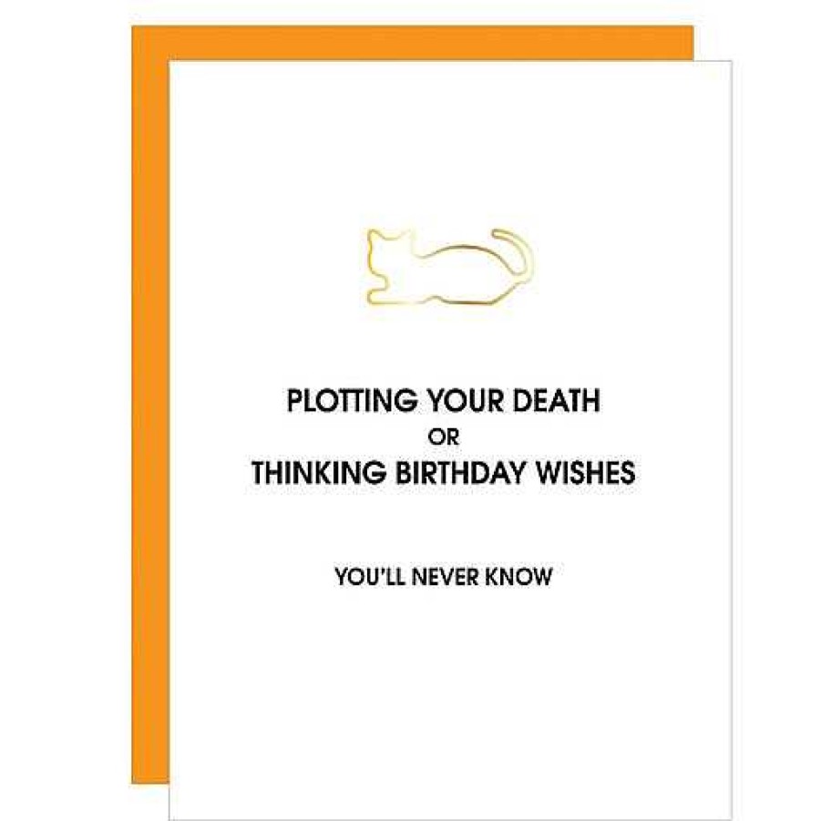 LARISSA LODEN Plotting Your Death Birthday Cat Paperclip Card By Chez Gagn Cards & Stationery