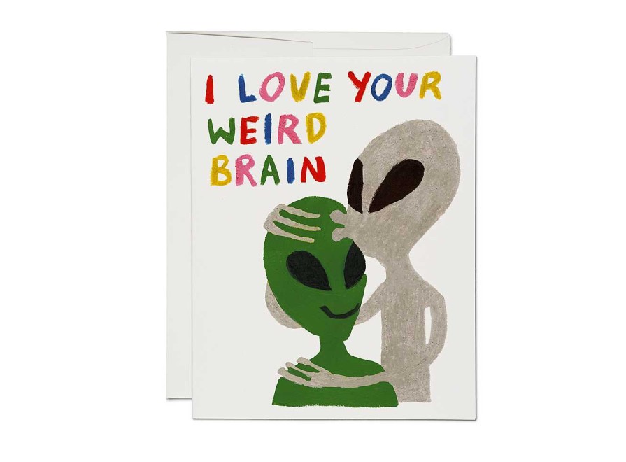 LARISSA LODEN Weird Brain Alien Love Card Cards & Stationery