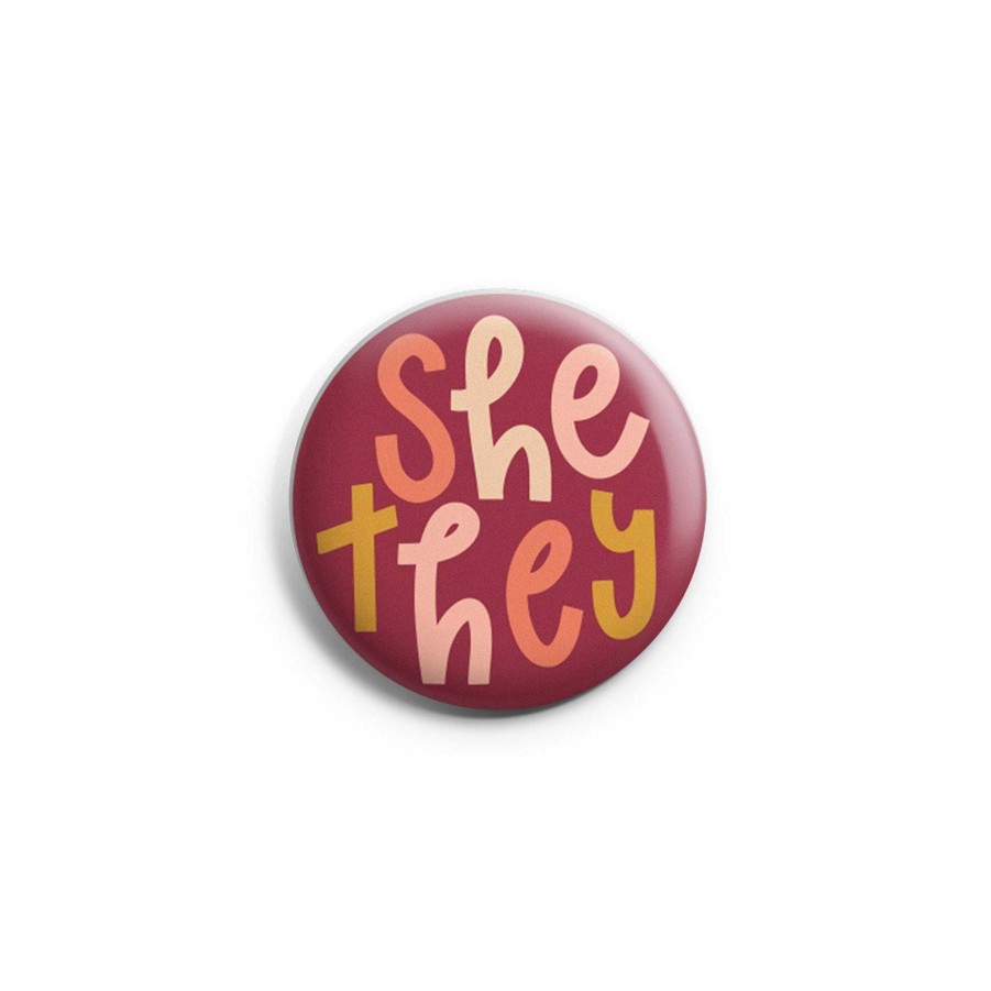 LARISSA LODEN Pronouns Mini Button By Twentysome Design Socks & Accessories