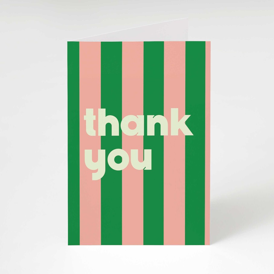 LARISSA LODEN Green Stripe Thank You Card Cards & Stationery