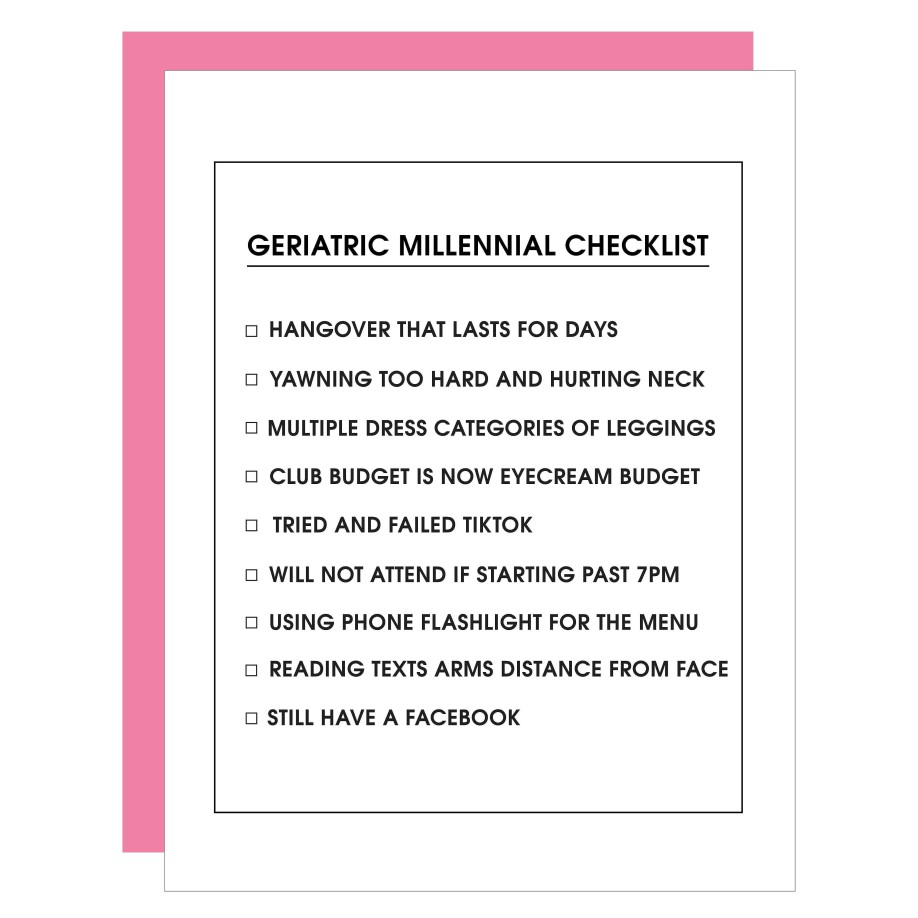 LARISSA LODEN Geriatric Millennial Letterpress Card By Chez Gagn Cards & Stationery