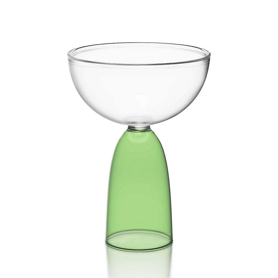 LARISSA LODEN Coupe Glass In Clear & Green Home & Kitchen