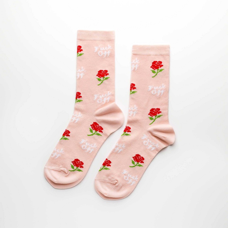 LARISSA LODEN Fuck Off Rose Crew Socks By Yellow Owl Workshop Socks & Accessories